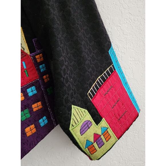 JACKET/TOP-PUSHPA-CITY SCAPE-Black-Bright-Metallic-Appliques-Light Weight-SIZE S - Picture 4 of 16